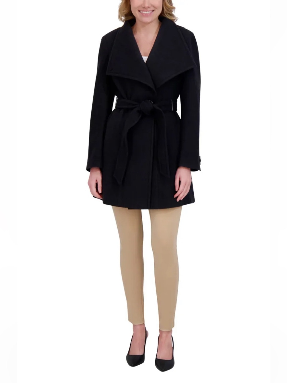 DKNY Shawl Collar Belted Jacket Wool Blend Medium